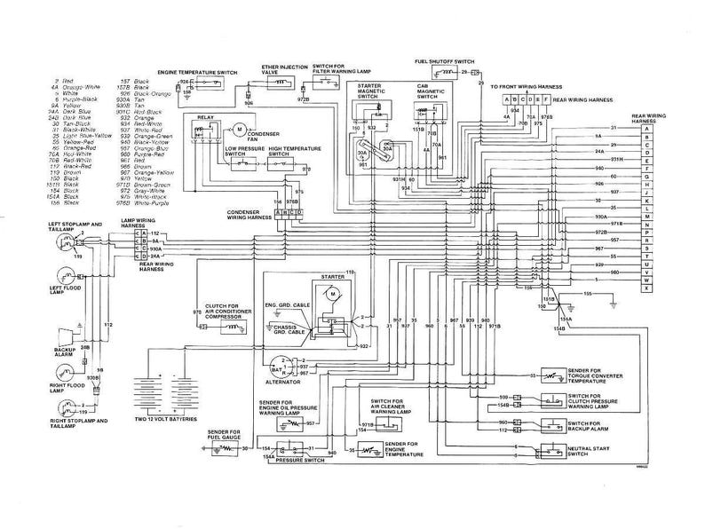 Pode incluir: Diagrama esquem&aacute;tico detalhado em preto e branco de um sistema el&eacute;trico automotivo. O diagrama inclui r&oacute;tulos para v&aacute;rios componentes, como o interruptor de temperatura do motor, o motor de arranque e o interruptor de corte de combust&iacute;vel. Inclui tamb&eacute;m chicotes de fios e conectores.