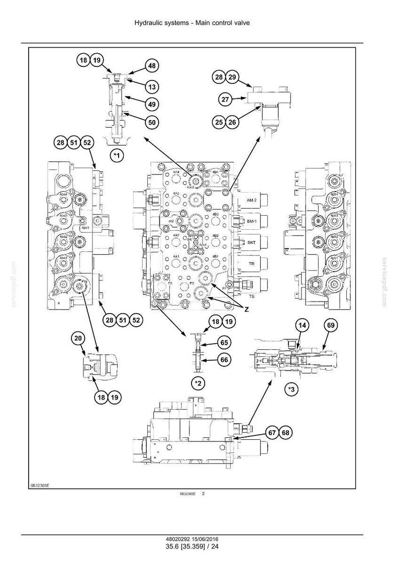 Pode incluir: Diagrama t&eacute;cnico da v&aacute;lvula de controle principal de um sistema hidr&aacute;ulico, com componentes rotulados e chamadas. A ilustra&ccedil;&atilde;o mostra as pe&ccedil;as e suas conex&otilde;es. Medidas em polegadas, com o equivalente em cm.