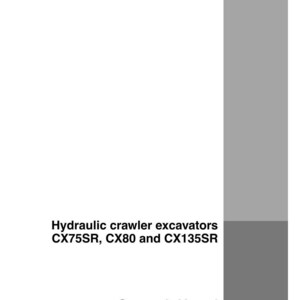 May include: A white manual with grey accents, featuring the text "Hydraulic crawler excavators CX75SR, CX80 and CX135SR" and "Operator's Manual." The CASE logo is visible in the bottom right corner.