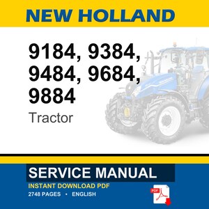 New Holland 9184, 9384, 9484, 9684, 9884 Tractor Service Repair Workshop Manual | Instant PDF Download image 1
