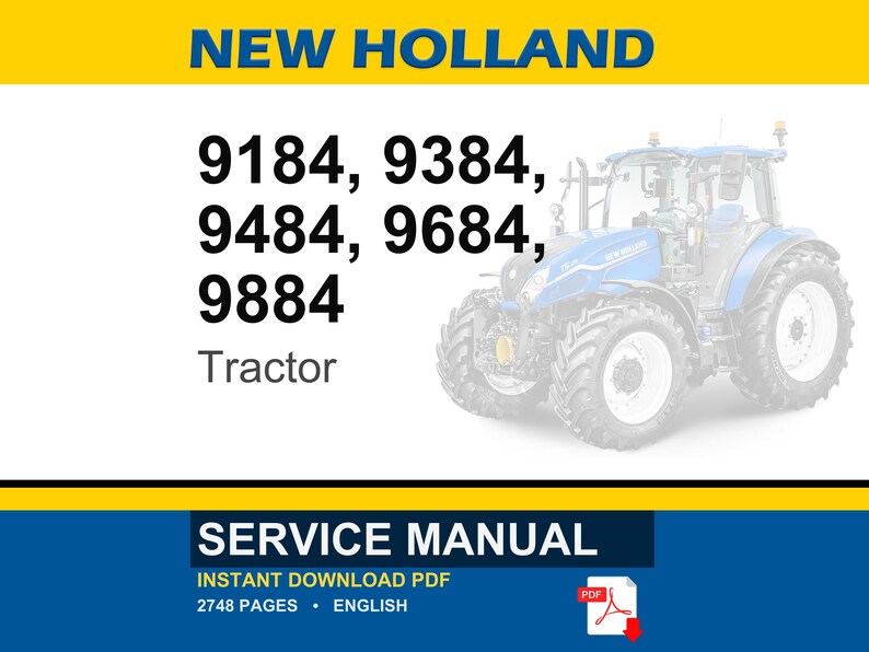 New Holland 9184, 9384, 9484, 9684, 9884 Tractor Service Repair Workshop Manual | Instant PDF Download image 1