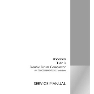 Puede incluir: Un manual de servicio blanco con el texto "DV209B Tier 3 Double Drum Compactor" y "SERVICE MANUAL". La portada tambi&eacute;n incluye el logotipo de Case Construction y el n&uacute;mero de pieza 48038047.