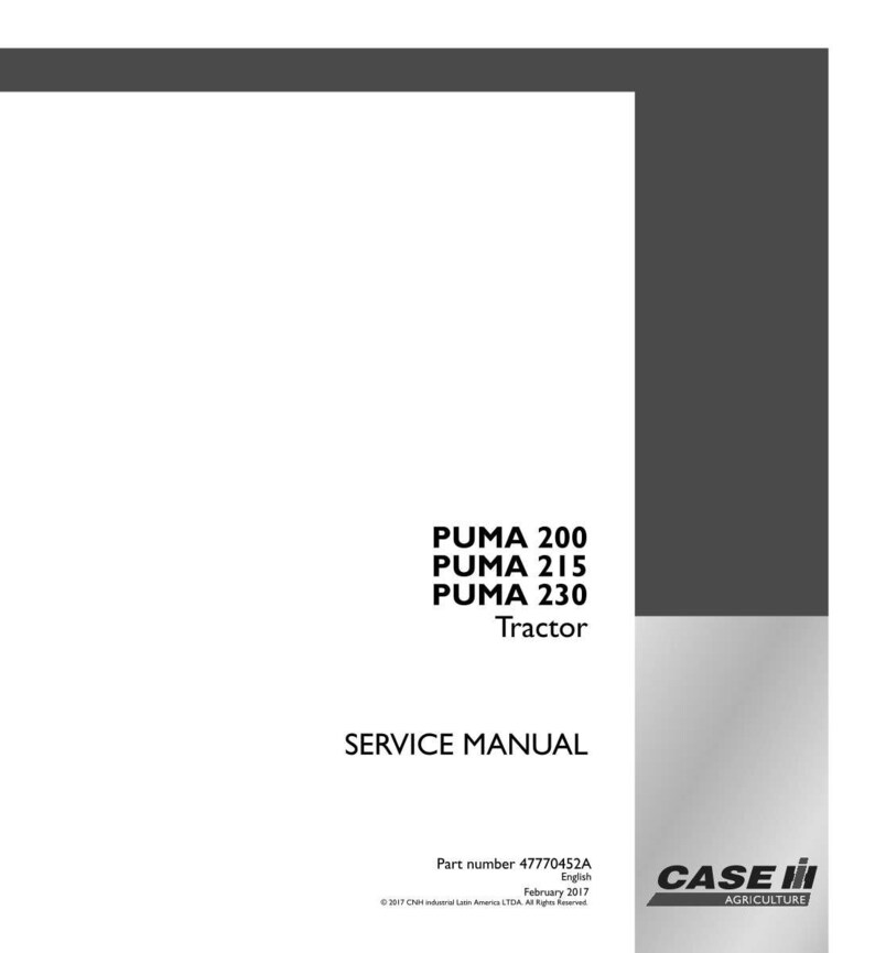 May include: A white service manual for PUMA 200, 215, and 230 tractors. The cover includes the text "SERVICE MANUAL" and the Case IH Agriculture logo. The part number is 47770452A, and the publication date is February 2017.