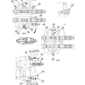 May include: Detailed technical diagram of mechanical components, featuring multiple views and cross-sections. The diagram includes numbered parts and labels, with a focus on internal mechanisms and assembly details. The image is in black and white.