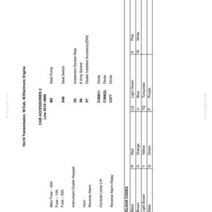 May include: Diagram of an electrical system with text labels. The diagram includes wire color codes, fuses, relays, and other components. The text includes "CAB ACCESSORIES 2" and "SECTION 55 - ELECTRICAL SYSTEM - CHAPTER 6".