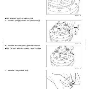 K&ouml;nnte beinhalten: Diagramm zum Zusammenbau von hydrostatischen Antriebs-Pumpen- und Motorkomponenten. Anweisungen zur Installation von Stopfen, Federn und O-Ringen. Drehmomentangaben in N&middot;m.