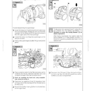 May include: Diagram of engine components with labels and instructions for disassembly. Includes figures 7, 8, 9, and 10, detailing steps like removing the supercharger, fuel filter, and pipelines. Text includes "Disassembly of application components" and "ED. FEBUARY 2003".