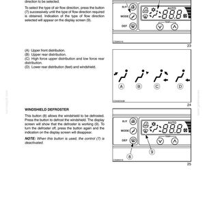 May include: Diagram of a car's climate control system, including buttons for air flow direction and windshield defroster. The display shows temperature and other settings. Section 4: Controls/Instruments/Accessories.