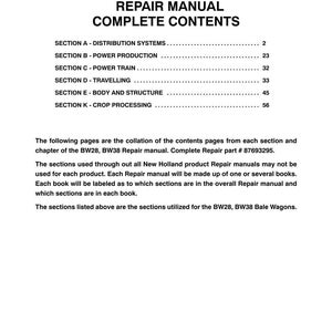 New Holland BW28, BW38 Bale Wagon Service Repair Workshop Manual | Instant PDF Download image 3
