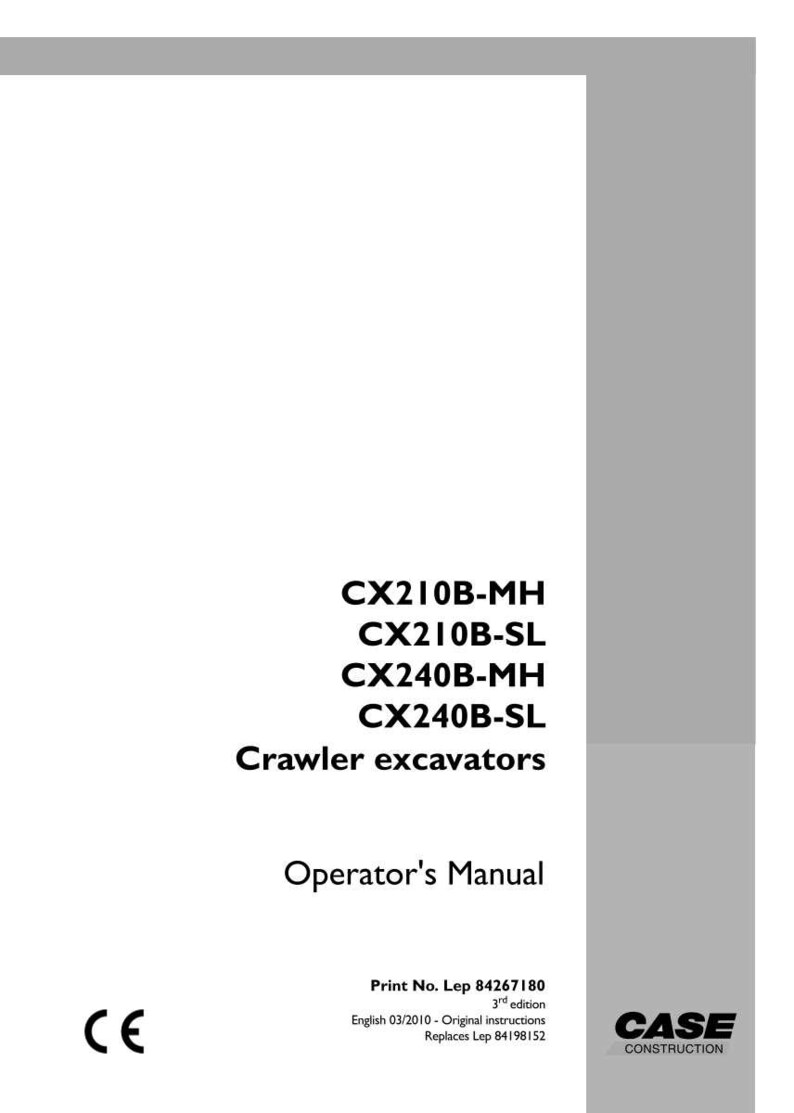 May include: White manual titled "Operator's Manual" for crawler excavators. The manual lists models CX210B-MH, CX210B-SL, CX240B-MH, and CX240B-SL. The Case Construction logo is visible.