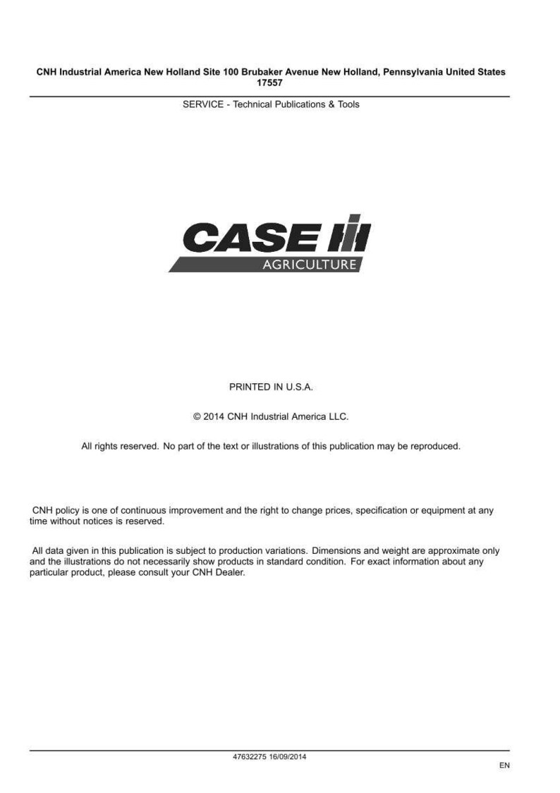 May include: A white document with the "CASE IH AGRICULTURE" logo in black and gray. Text includes "Printed in U.S.A." and copyright information for CNH Industrial America LLC.
