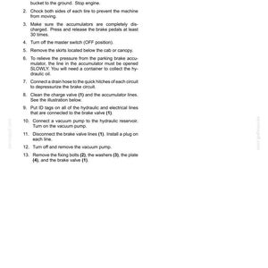 Puede incluir: Una p&aacute;gina de un manual que detalla la extracci&oacute;n de una v&aacute;lvula de control del pedal del freno. El texto incluye pasos numerados para el proceso, con instrucciones de seguridad y mantenimiento. El documento es para frenos de servicio hidr&aacute;ulicos.