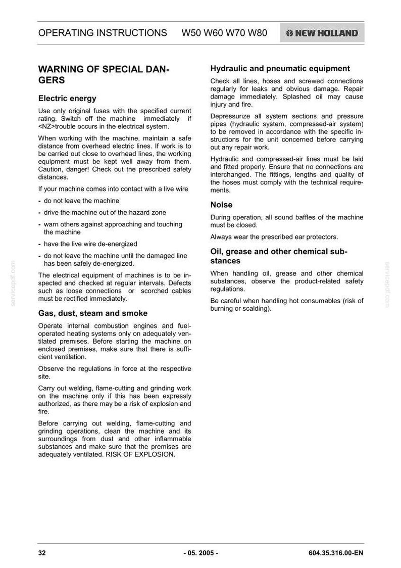 New Holland W50, W60, W70, W80 Wheel Loader Operator Owners Operation Manual | Instant Pdf Download image 4