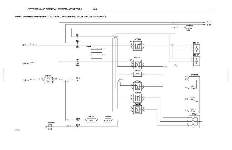 May include: Diagram of an electrical system for a front loader, with text indicating the chapter and diagram number. The diagram includes various components, lines, and labels, all in black and white.