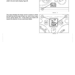May include: A technical manual page titled 6-WORKING OPERATIONS detailing the malfunction warning light and display for an EDC system. It includes two diagrams labeled 4 and 5, showing icons, a warning symbol, and a digital display with the number 1024.