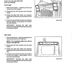 Peut inclure: Une page de manuel technique intitul&eacute;e Section 8 - Optional Equipment, d&eacute;taillant le remplacement des ampoules des feux d'avertissement. Elle inclut des instructions pour les feux avant et arri&egrave;re, les r&eacute;f&eacute;rences 9841566 et 529068, et deux sch&eacute;mas.