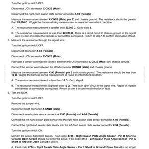 May include: A document titled "Electrical systems - FAULT CODES" with troubleshooting steps for automotive electrical issues. Includes instructions for measuring resistance, disconnecting connectors, and fault code analysis. Contains technical diagrams and text.