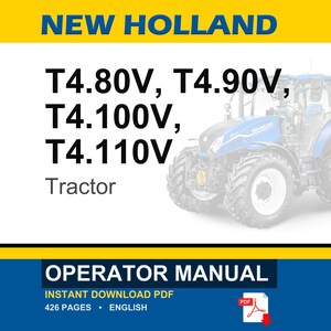 Instrukcja obsługi ciągnika New Holland T4.80v, T4.90v, T4.100v, T4.110V | Natychmiastowe pobranie pliku PDF zdjęcie 1