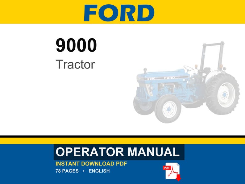 Ford 9000 Tractor Operator Owners Operation Manual | Instant PDF Download image 1
