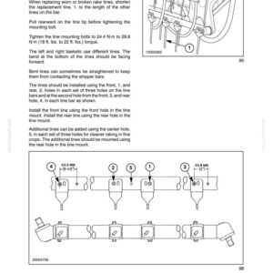 Puede incluir: Una p&aacute;gina de manual t&eacute;cnico titulada SECTION 39 - FRAMES - CHAPTER 1, que detalla el reemplazo de los dientes del rastrillo. Incluye diagramas con llamadas numeradas, instrucciones de texto y medidas de 63,5 mm y 50,8 mm para el espaciado.
