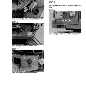 May include: A grayscale technical manual page with instructions for vehicle maintenance. The steps include installing a heater panel, connecting a meter, tightening hoses and screws, and checking coolant levels. The manual is printed in England.