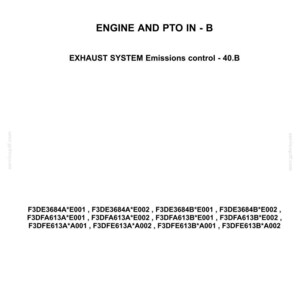 May include: A document with the "CASE CONSTRUCTION" logo, titled "ENGINE AND PTO IN - B". It lists exhaust system emissions control information and part numbers. The document is dated 09/09/2011.