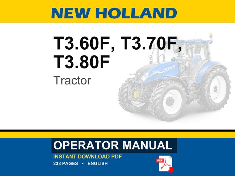 Manual do Operador/Proprietário do Trator New Holland T3.60f, T3.70f, T3.80F | Download imediato em PDF imagem 1