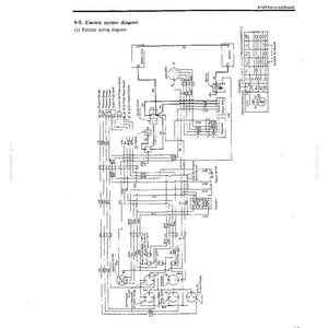 May include: A technical black and white electric system diagram labeled 6-3. Electric system diagram and (1) Electric wiring diagram. The document features complex schematic lines, electrical symbols, and text labels detailing connections for a battery, alternator, and various sensors.