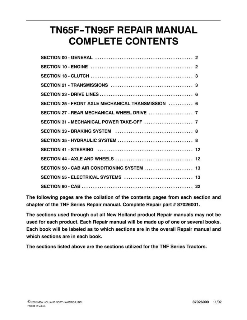 New Holland Tn65f, Tn70f, Tn75f, Tn80f, TN90F, TN95F Tractor Service Repair Workshop Manual | Instant PDF Download image 3