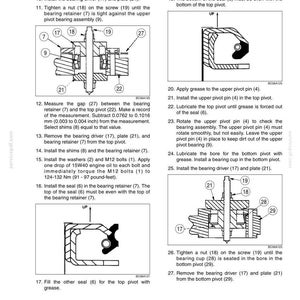 K&ouml;nnte beinhalten: Diagramm mechanischer Komponenten mit Beschriftungen und Anweisungen. Enth&auml;lt Teile wie Lagerhalter, Treiber, Platten, Muttern und Dichtungen. Textdetails zu Montageschritten und Drehmomentangaben.