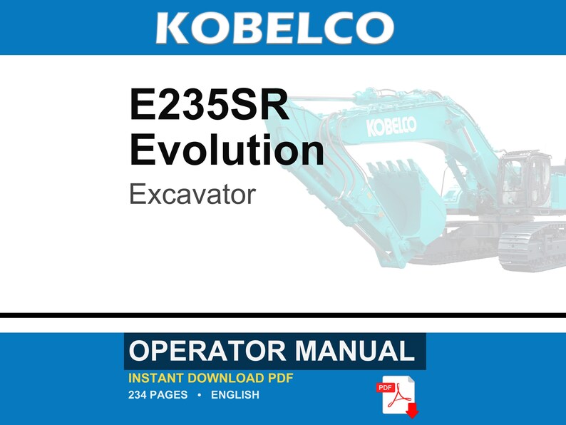Fiat Kobelco E235SR Evolution Excavator Operator Owners Operation Manual | Instant PDF Download imagen 1