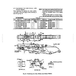 May include: A technical engineering diagram titled 4.7.2 REINFORCING THE 2.94M (9ft-8in) ARM (ROTARY NIBBLER) featuring a parts table, assembly instructions, and detailed cross-section views labeled Section A-A and Section B-B with numerical annotations.