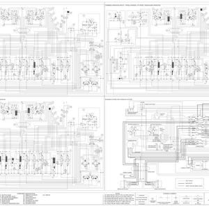 May include: A detailed schematic diagram of a hydraulic system for excavators, featuring complex wiring and component layouts. The diagram is printed on white paper, with black lines and symbols illustrating the system's functionality. The bottom right corner includes the title "HYDRAULIC SCHEMATIC, SKID & HYDRAULIC EXCAVATORS."