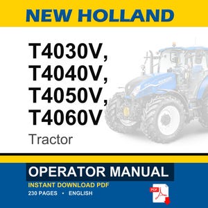 New Holland T4030v, T4040v, T4050V, T4060V Tractor Operator Owners Operation Manual | Instant PDF Download image 1
