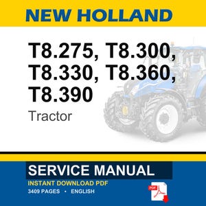 New Holland T8.275, T8.300, T8.330, T8.360, T8.390 Tractor Service Repair Workshop Manual | Instant Pdf Download image 1
