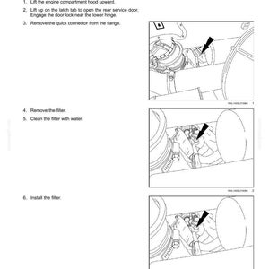 Puede incluir: Diagrama que ilustra el mantenimiento de un filtro de la unidad de env&iacute;o de fluido de escape di&eacute;sel (DEF). La imagen muestra los pasos para la extracci&oacute;n, limpieza e instalaci&oacute;n del filtro, con flechas que se&ntilde;alan los componentes. El texto incluye instrucciones y el t&iacute;tulo "7 - MANTENIMIENTO."