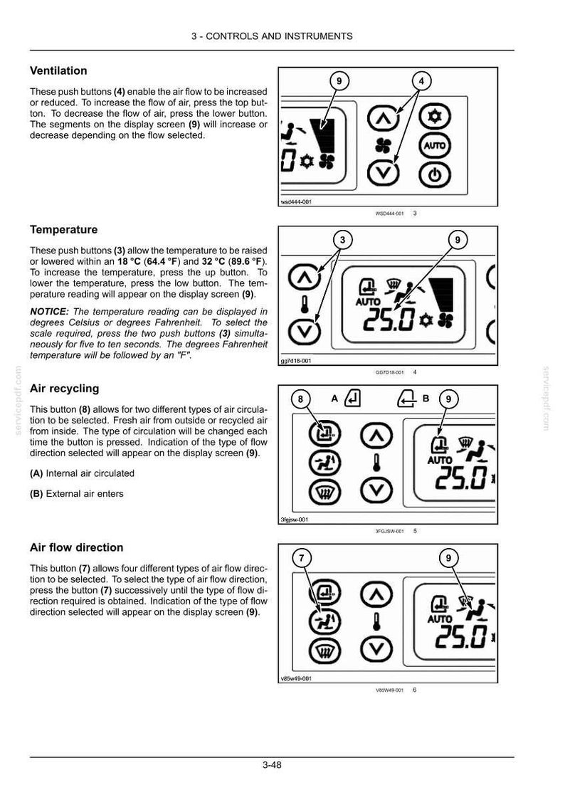 May include: Diagram of a car's climate control panel with buttons for ventilation, temperature, air recycling, and air flow direction. The display shows temperature in Celsius and Fahrenheit.