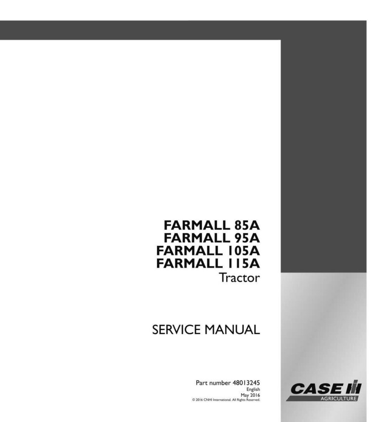 May include: A service manual for Farmall 85A, 95A, 105A, and 115A tractors. The cover is white with black text, including the model numbers and "SERVICE MANUAL". The Case IH Agriculture logo is in the bottom right corner.