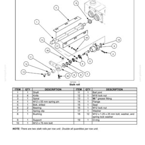Puede incluir: Diagrama de vista explosionada de una unidad Snapper para cabezales de ma&iacute;z 980C. Incluye piezas como ejes, cuchillas, pernos y cojinetes. Tambi&eacute;n se muestra el texto "Stalk roll".