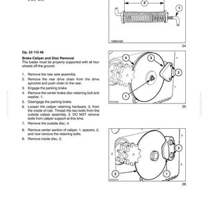 May include: A technical manual page titled SECTION 33 - BRAKES AND CONTROLS, featuring black and white line drawings of a spring assembly and brake caliper components with numbered labels and instructions for an overall length of 8-5/8 inches.