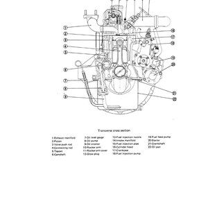 Puede incluir: Diagrama en blanco y negro de una secci&oacute;n transversal de un motor, etiquetado con n&uacute;meros y nombres de piezas. La imagen muestra los componentes internos, incluyendo el colector de escape, el pist&oacute;n y el cig&uuml;e&ntilde;al.