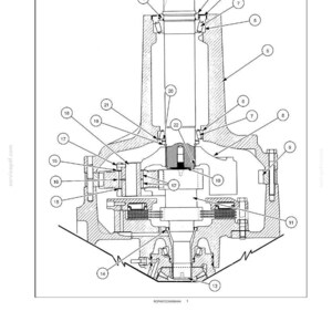 May include: Detailed diagram of a rear axle system, labeled with numbers. The cross-section shows various components, including bearings, a central shaft, and housing. The text "Rear axle system - Powered rear axle" is at the top.
