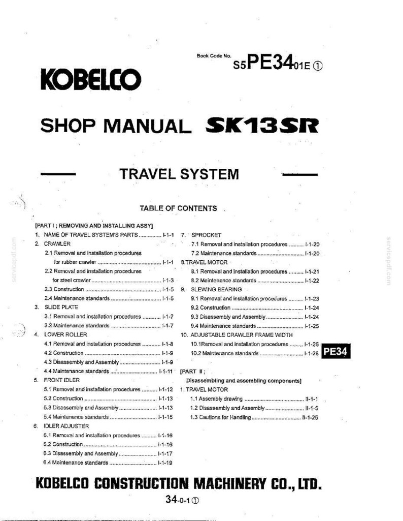 Kobelco SK13SR Hydraulic Excavator Service Repair Workshop Manual | Instant PDF Download image 8