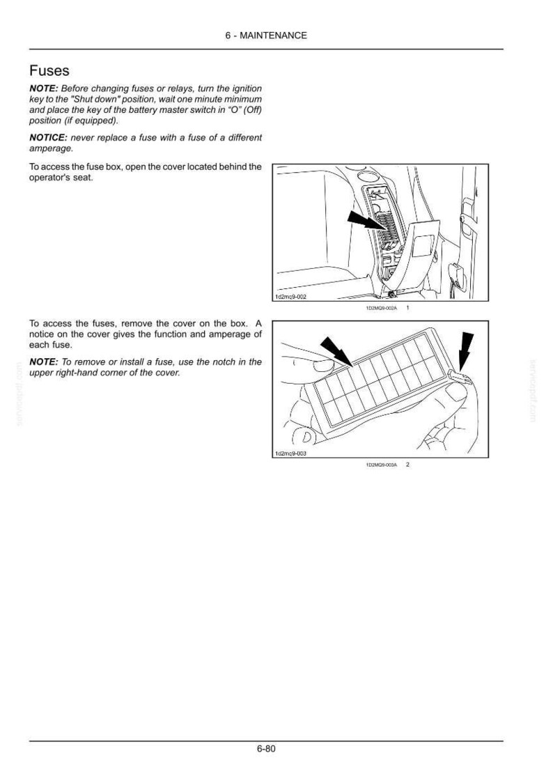 Puede incluir: Diagrama que ilustra el mantenimiento de los fusibles. La imagen muestra c&oacute;mo acceder y retirar los fusibles de un veh&iacute;culo. El texto incluye notas de seguridad e instrucciones para la sustituci&oacute;n de fusibles. La imagen es de un manual de mantenimiento.