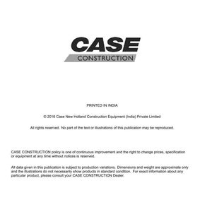 May include: A white document with the text "CASE CONSTRUCTION" in bold black letters. The document includes the name and address of Case New Holland Construction Equipment (India) Private Limited, and other text.
