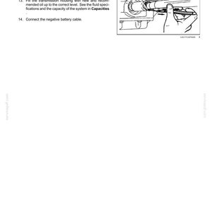 Puede incluir: Diagrama t&eacute;cnico de una caja de cambios de tracci&oacute;n a las cuatro ruedas (4x4). La imagen muestra componentes numerados e instrucciones para reinstalar los manguitos Cardan, reemplazar la tapa y llenar la carcasa de la transmisi&oacute;n con aceite. Incluye una mano usando una herramienta.