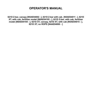 May include: White document with the "CASE CONSTRUCTION" logo at the top. The text "OPERATOR'S MANUAL" is centered below the logo. Lists of equipment models are below the title, including 621D Z-bar and 621D XT models. The document's issue date is November 2015.