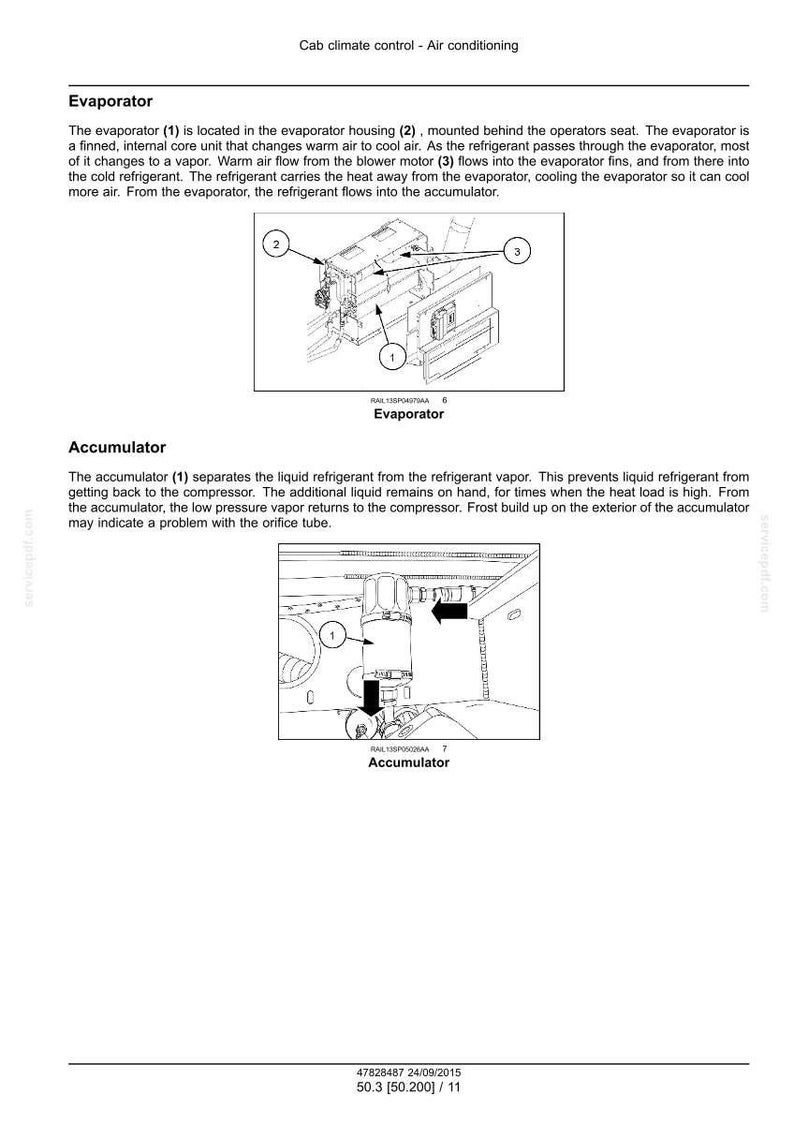 May include: Diagram of an evaporator and accumulator for an air conditioning system. The evaporator is a finned unit, and the accumulator separates liquid refrigerant from vapor. Includes labels and arrows for clarity.