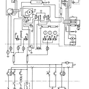 Op de afbeelding: Een zwart-wit schema van een elektrisch systeem, met verschillende symbolen, lijnen en tekst. Het schema bevat componenten zoals motoren, batterijen en schakelaars, met de tekst "Page 46" zichtbaar.