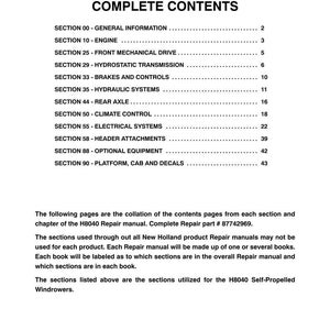 New Holland H8040 Self-Propelled Windrower Equipment Service Repair Workshop Manual | Instant PDF Download image 3